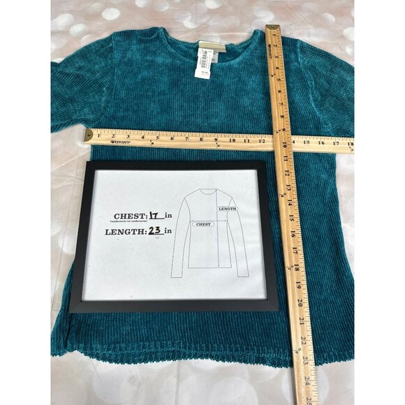Coldwater Creek Women’s Size M Teal Chenille Pullover Sweater Top Rayon Blend - Picture 5 of 6